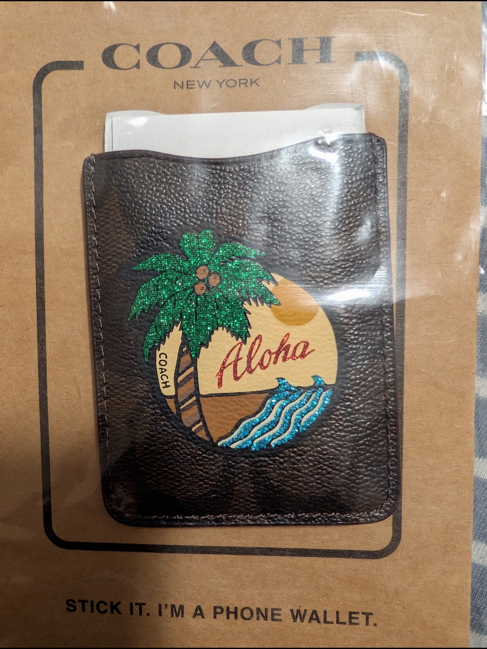 COACH Aloha Brown Leather Phone Wallet